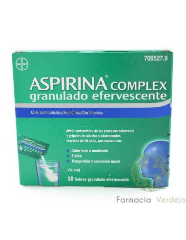 ASPIRINA COMPLEX 10 SOBRES  EFERVESCENTES Alivio del dolor moderado, fiebre, congestión y secrección