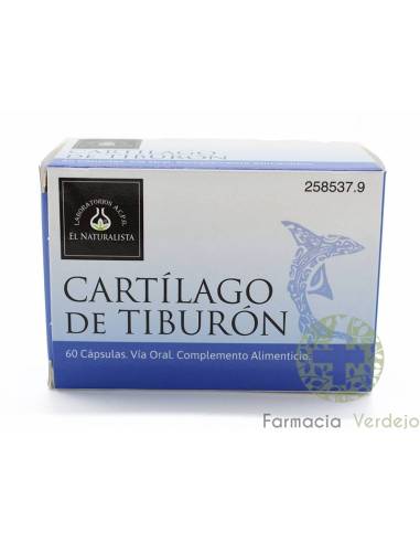 CARTILAGO DE TIBURON EL NATURALISTA 60 CAPSULAS Estimula el metabolismo del cartílago