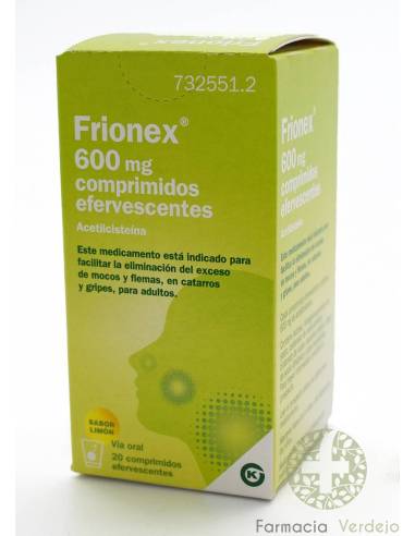 FRIONEX 600 mg 20 COMPRIMIDOS EFERVESCENTES Ayuda a eliminar exceso de mucosidad