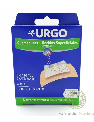 URGO QUEIMADURAS FERIDAS SUPERFICIAIS 7. 3 x 4,5 cm cicatrizante tule chiffon