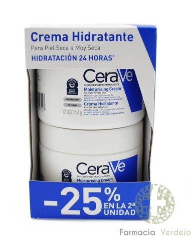 CERAVE CREMA HIRATANTE PIEL MUY SECA PACK -25%DTO 2º UNIDAD Hidratación para piel muy seca