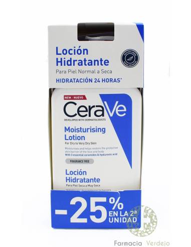 CERAVE LOÇÃO HIDRATANTE PACOTE 473ML X2 -25%OFF 2ºUNIT Hidratação total na pele seca