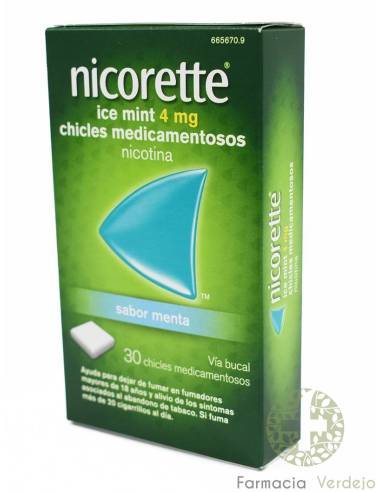 NICORETTE ICE MINT 4 mg 30 CHICLES MEDICAMENTOSOS Ayudan a dejar de fumar