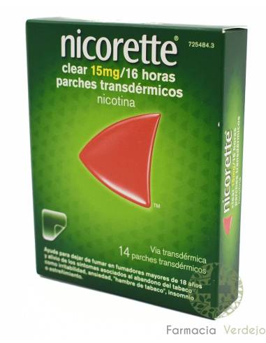NICORETTE CLEAR 15 mg/16 h 14 PARCHES TRANSDERMICOS Ayuda a dejar de fumar y calmar síntomas asociad