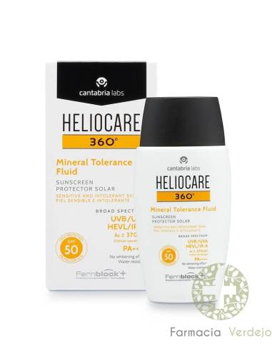 HELIOCARE 360º SPF 50+  MINERAL TOLERANCE FLUID  50 ML Fotoprotección total para pieles intolerantes