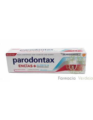 PARODONTAX ENCIAS + ALIENTO & SENSIBILIDAD BLANQUEANTE TUBO 75 ML Cuida encías, sensibilidad y alien