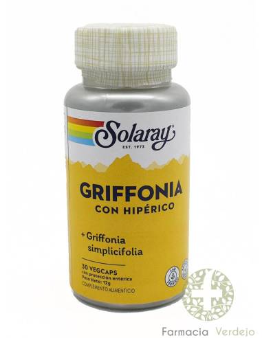 GRIFFONIA CON HIPERICO SOLARAY  30 CAPS  Estímulo en caso de insomnio, nerviosismo o ansiedad
