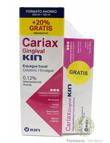 CARIAX GINGIVAL MOUTHHAUL RECIPIENTE 500 ML + GIFT PASTE 75 ML Cuida de gengivas sensíveis