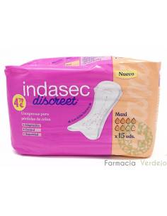 INDASEC DISCREET MAXI 15 COMPRESAS Pérdidas leves con...