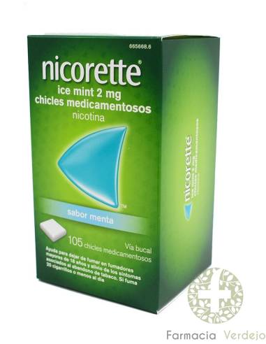 NICORETTE ICE MINT 2 mg 105 CHICLES MEDICAMENTOSOS Apoyo para dejar de fumar