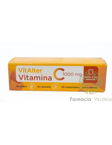 VITAMINA C 1g.VITALTER 20 COMPR SABOR NARANJA Complemento diario de Vitamina C