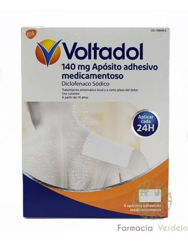 VOLTADOL 140 mg 5 APOSITOS ADHESIVOS MEDICAMENTOSOS Alivio inmediato del dolor local