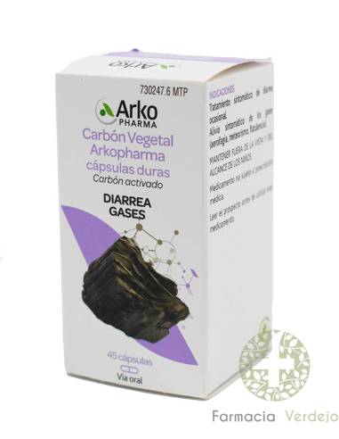 CARBON VEGETAL ARKOPHARMA 225 mg 45 CAPSULAS