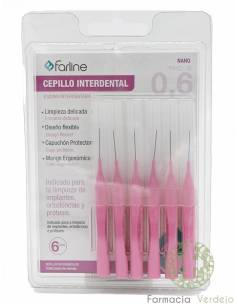 ESCOVA INTERDENTAL FARLINE NANO 0,6 MM 6 UNIDADES Limpeza...