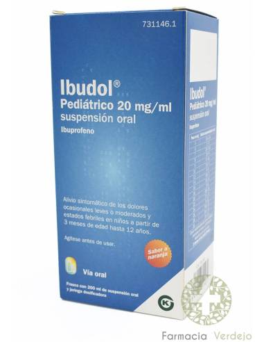 IBUDOL PEDIATRICO EFG 20 mg/ml SUSPENSION ORAL  200 ml Alivio dolor leve y fiebre de 3 a 12 años