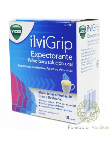 VICKS ILVIGRIP EXPECTORANTE 10 SOBRES POLVO PARA SOLUCION ORAL Alivio de los síntomas gripales y cat