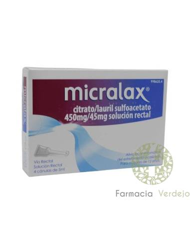 MICRALAX  SOLUCION RECTAL 4 ENEMAS 5 ml Alivio rápido del estreñimiento