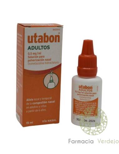 UTABON ADULTOS  PULVERIZADOR  NASAL 15 ML Alivio rápido y efectivo de la congestión nasal