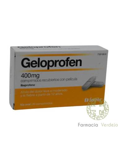 GELOPROFENO 400 mg 12 SAQUETAS IBUPROFENO PÓ PARA SUSPENSÃO ORAL