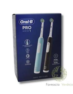 ORAL B PRO 1 DUO TURQUESA + ESCOVA DE DENTES ELÉTRICA PRETO