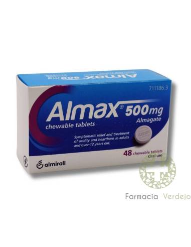 ALMAX 500 MG 48 COMPRIMIDOS MASTICABLES Control de la acidez y ardor de estómago