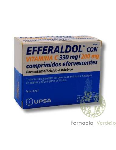 EFFERALDOL COM VITAMINA C 330 mg/200 mg 20 COMP EFERVESCENTES Alivia a dor leve a moderada