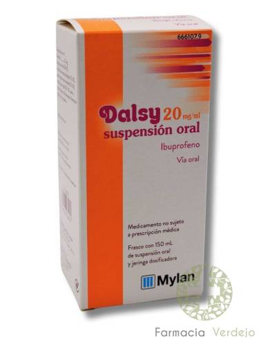 DALSY 20 mg/ml SUSPENSION ORAL 1 FRASCO 150 ml FIEBRE Y DOLOR MODERADO