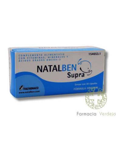 NATALBEN SUPRA 30 CAPSULAS Complemento vitamínico y mineral para embarazo