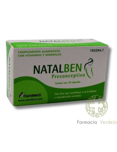 NATALBEN PRECONCEPTION 30 CÁPSULAS Contribui para a fertilidade normal