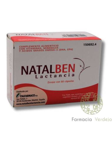 NATALBEN LACTATION 60 CÁPSULAS Suplemento vitamínico e mineral para amamentação