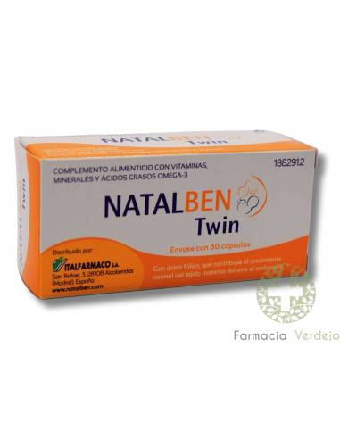 NATALBEN TWIN 30 CAPSULAS Suplementación en embarazo gemelar