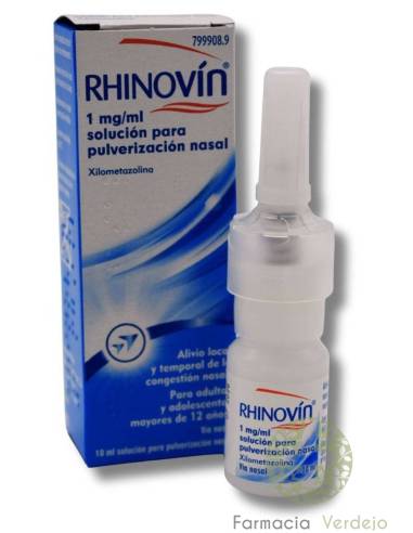 RHINOVIN 1 mg/ml SOLUCION PARA PULVERIZACION NASAL 10 ml Alivio efectivo de la congestión nasal