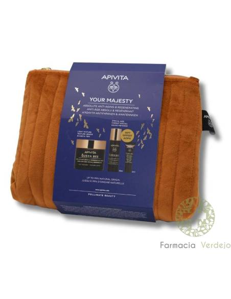 APIVITA XMAS QUEEN BEE LIGHT+MINI SERUM+EYES Pacote de presente de saco de higiene