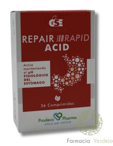GSE REPAIR RAPID ACID 36 COMPRIMIDOS Equilibra a acidez natural do estômago
