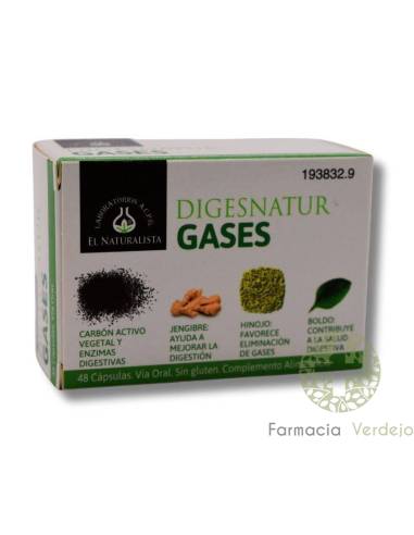 DIGESNATUR GASES  EL NATURALISTA  48 CAPSULAS Equilibra la digestión y elimina los gases