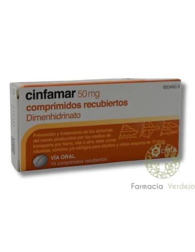 CINFAMAR 50 MG 10 COMPRIMIDOS REVESTIDOS Previne e trata doenças de viagem