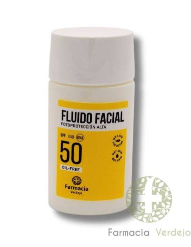 FLUIDO SOLAR FACIAL FARMACIA VERDEJO SPF50 50ML Protección solar fluida piel sensible