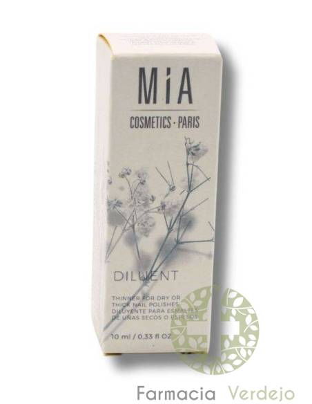 MIA DILUENT 10ML DILUYENTE PARA ESMALTE UÑAS ESPESO APUNTO SECAR