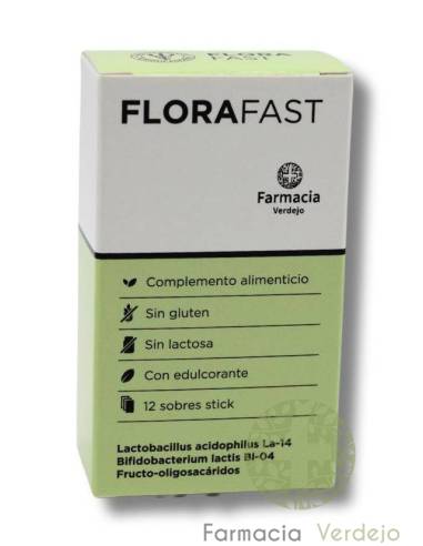 FARMACIA VERDEJO FLORAFAST 12 SOBRES STICK Activador digestivo con fibra concentrada y fermentos