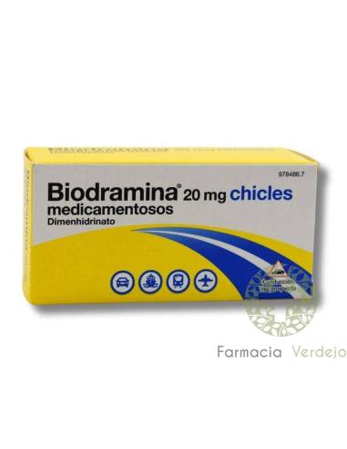 BIODRAMINA 20 mg 12 CHICLES  Ayudan a prevenir y tratar el mareo en medios de transporte