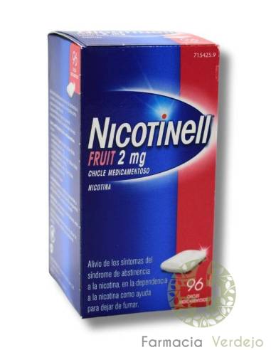 NICOTINELL FRUIT 2 mg 96 CHICLES MEDICAMENTOSOS Ayudan a dejar de fumar
