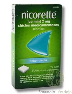 NICORETTE ICE MINT 2 MG 30 CHICLES NICOTINA AJUDA A PARAR...