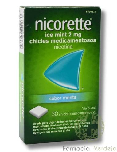 NICORETTE ICE MINT 2 MG 30 CHICLES NICOTINA AJUDA A PARAR DE FUMAR EFICAZ