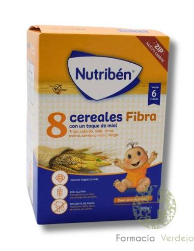 NUTRIBEN 8 CEREALES PAPILLA MIEL Y FIBRA  600 G
