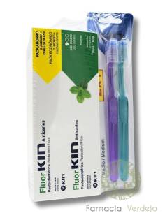 PASTA ANTICÁRIE DE MENTA FRESCA FLUOR KIN + 2 ESCOVAS...