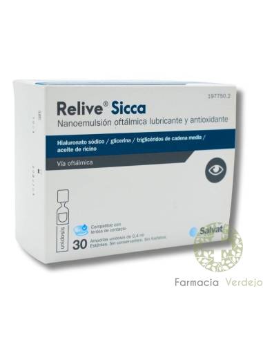 RELIVE SICCA 30 AMPOLAS DE DOSE ÚNICA 0,4 ML Emulsão oftálmica lubrificante e antiferrugem