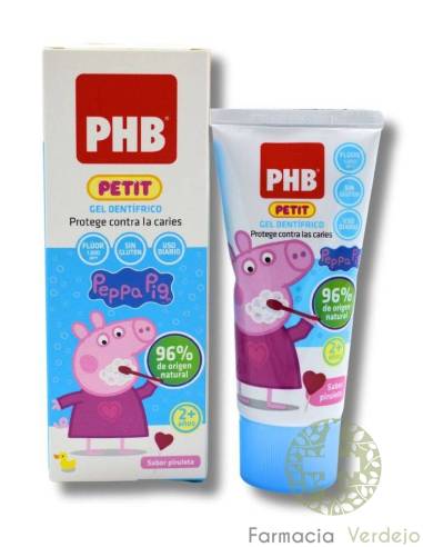 PHB PETIT GEL DENTIFRICO INFANTIL PEPPA PIG 50 ML SABOR PIRULETA  Protección contra la caries