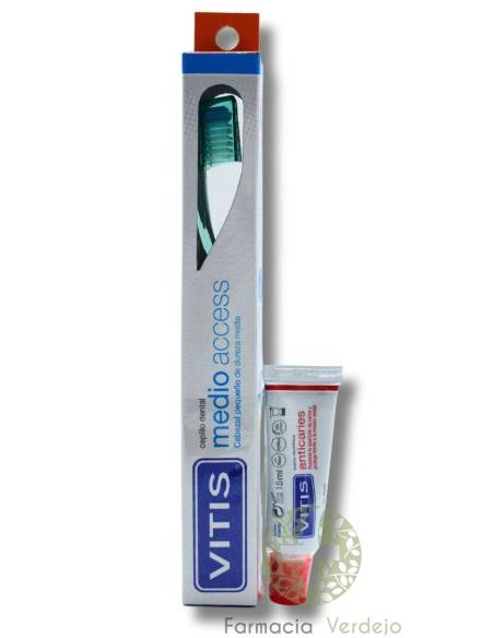 CEPILLO DENTAL ADULTO VITIS MEDIO ACCESS CABEZAL PEQUEÑO DUREZA MEDIA