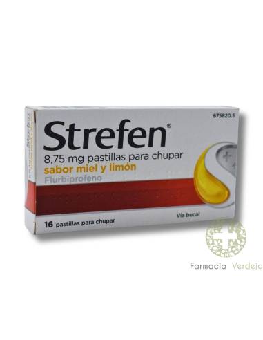 STREFEN 8,75 mg 16 PASTILLAS PARA CHUPAR (SABOR MIEL Y LIMON) Alivia el dolor de garganta