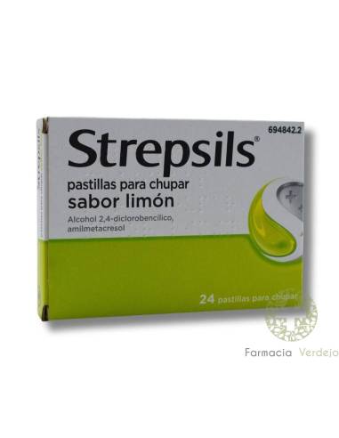 STREPSILS 24 PASTILLAS PARA CHUPAR (SABOR LIMON) Alivia las infecciones leves de boca y garganta